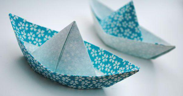 Origami popieriaus laivas vaikams