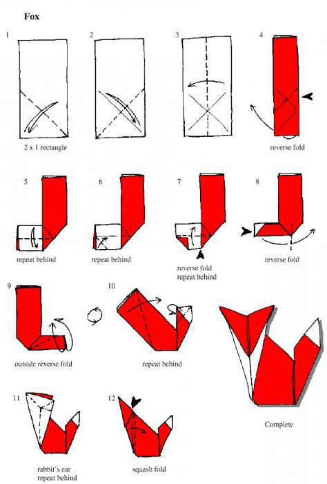 origami lapė popieriaus